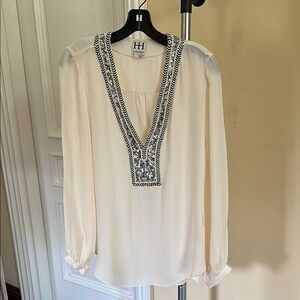 HAUTE HIPPIE- Cream Embellished Women's Blouse